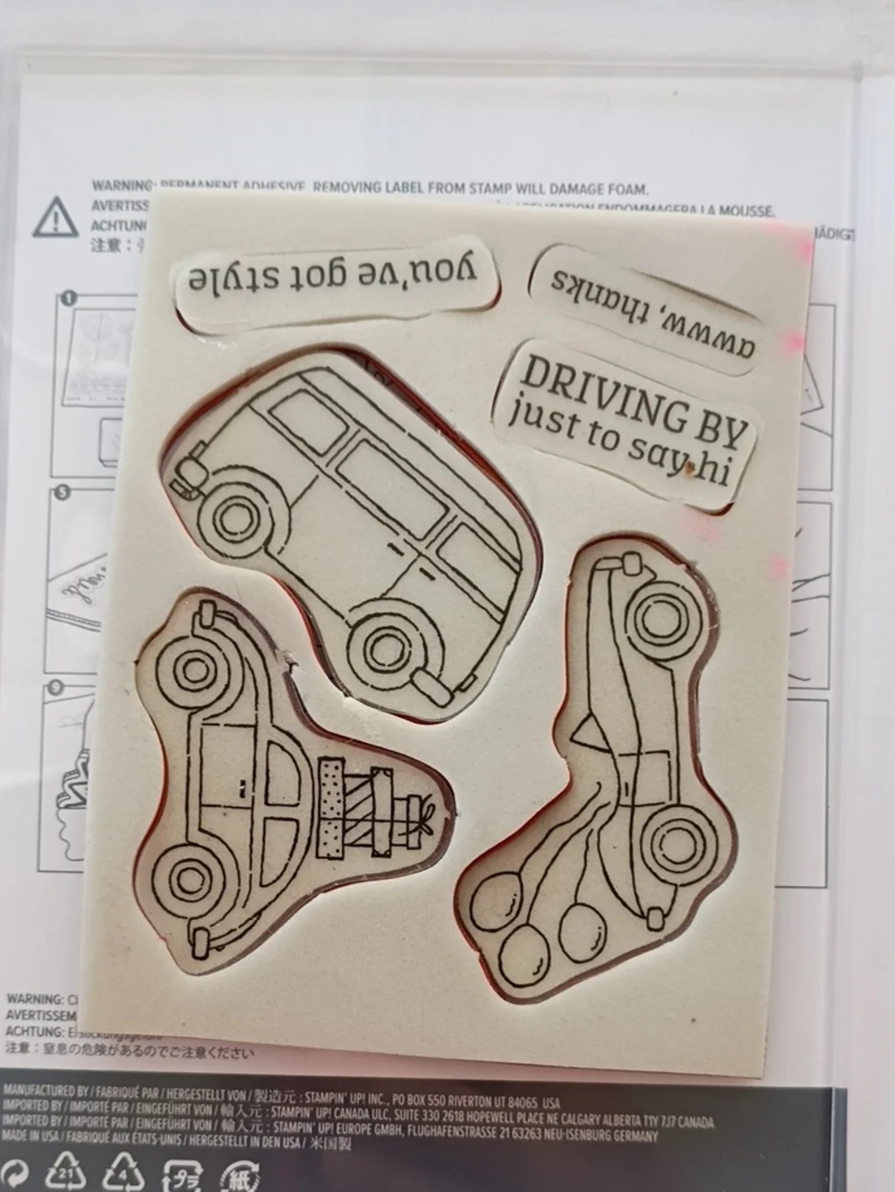 EUC Stampin' Up! Driving By Cars Van Cling Stamp Set Retired Sale A Bration 2022